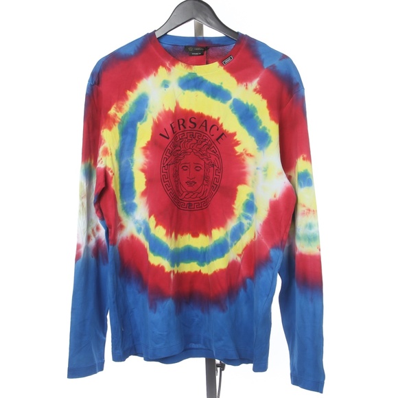 NWT Versace Tye Dye Multi Color Long Sleeve T Shirt, Small (but fits like a M/L) - Picture 2 of 9